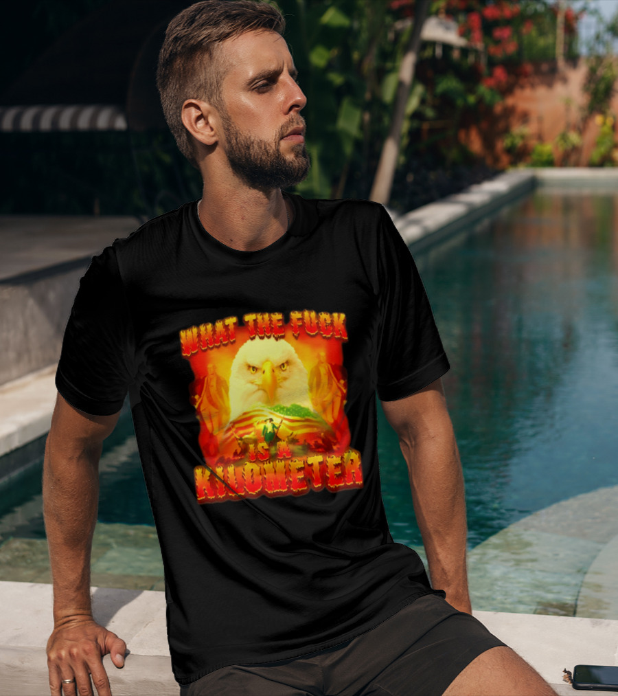 What The Fuck Is A Kilometer American Eagle Patriotic Scene T-Shirt