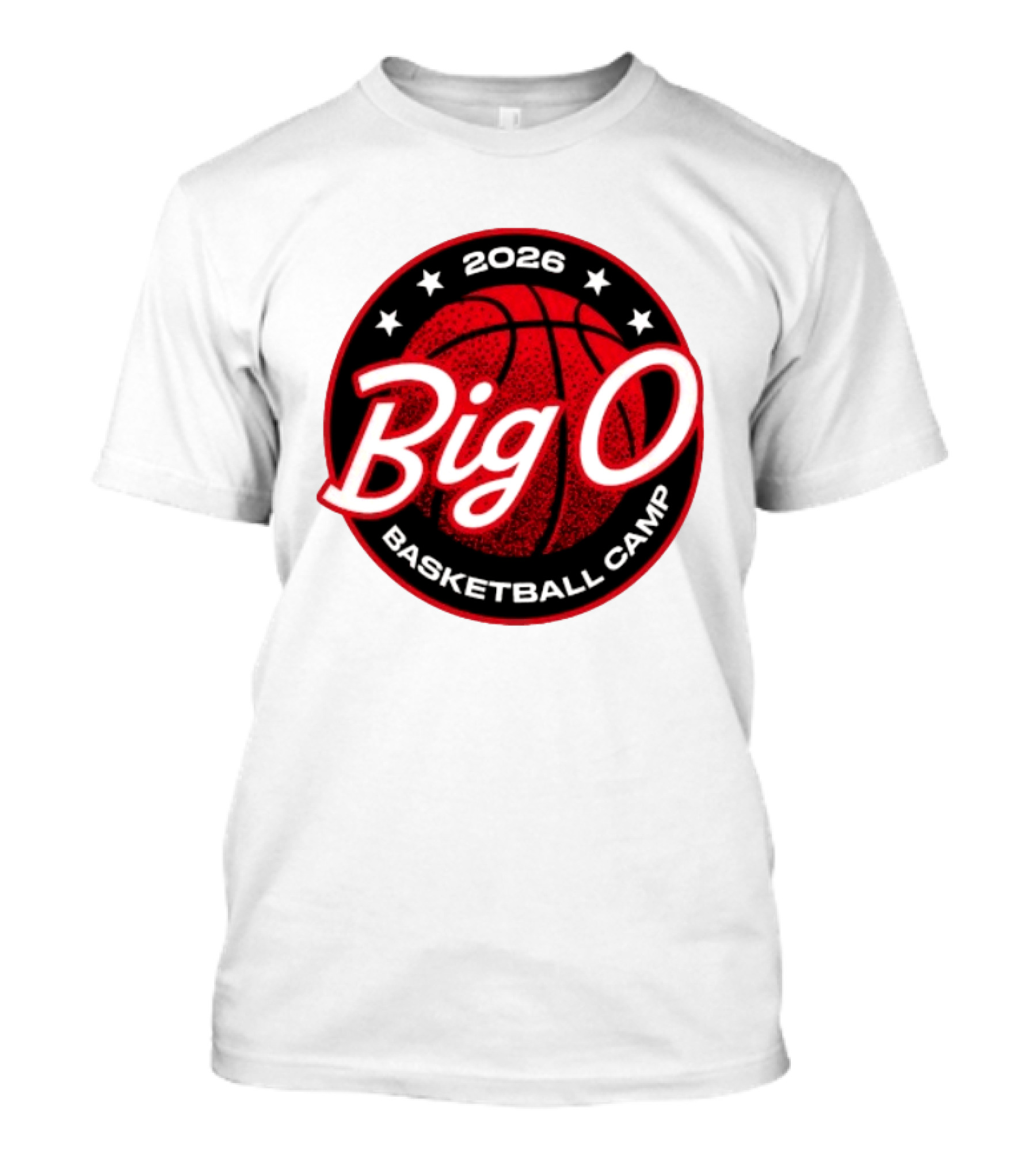 Big O Basketball Camp 2026 Red Basketball Circle Stars T-Shirt