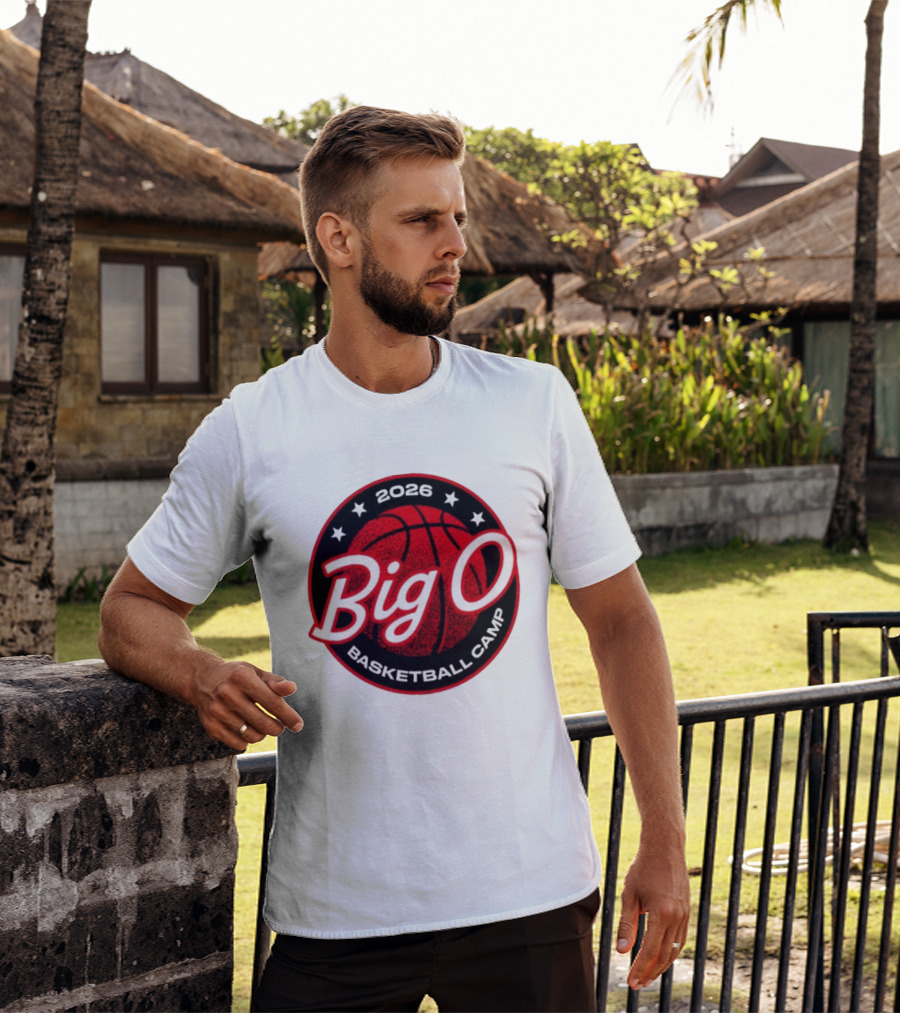 Big O Basketball Camp 2026 Red Basketball Circle Stars T-Shirt