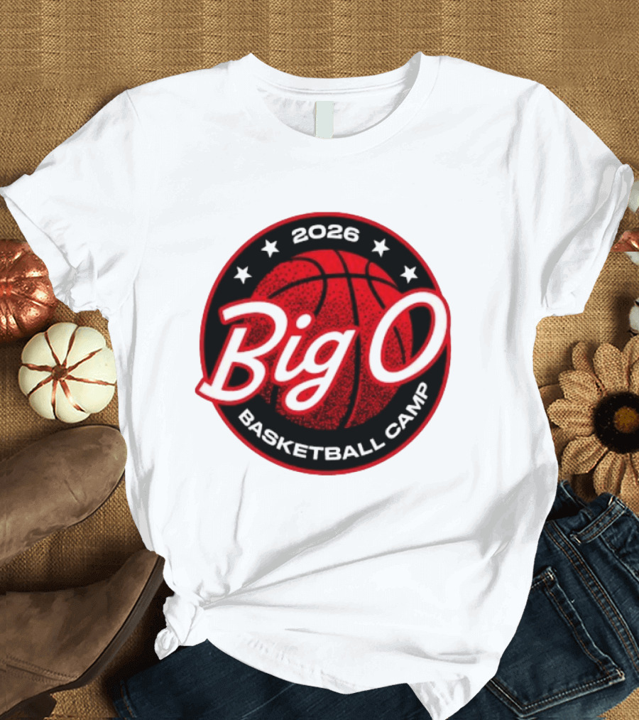 Big O Basketball Camp 2026 Red Basketball Circle Stars T-Shirt