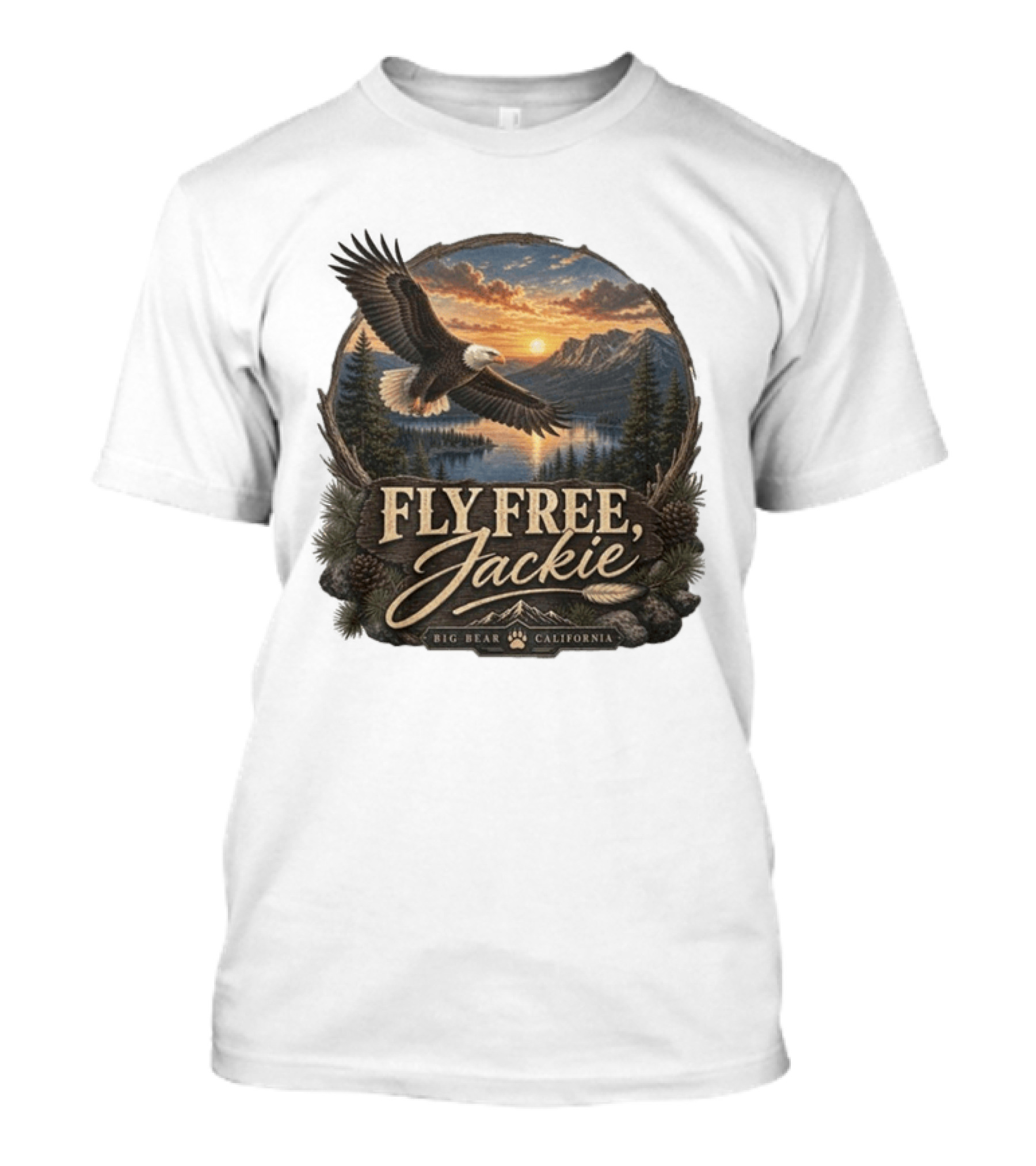 Fly Free Jackie Eagle Soaring Big Bear California Sunset T-Shirt