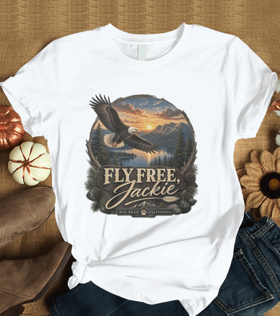 Fly Free Jackie Eagle Soaring Big Bear California Sunset T-Shirt