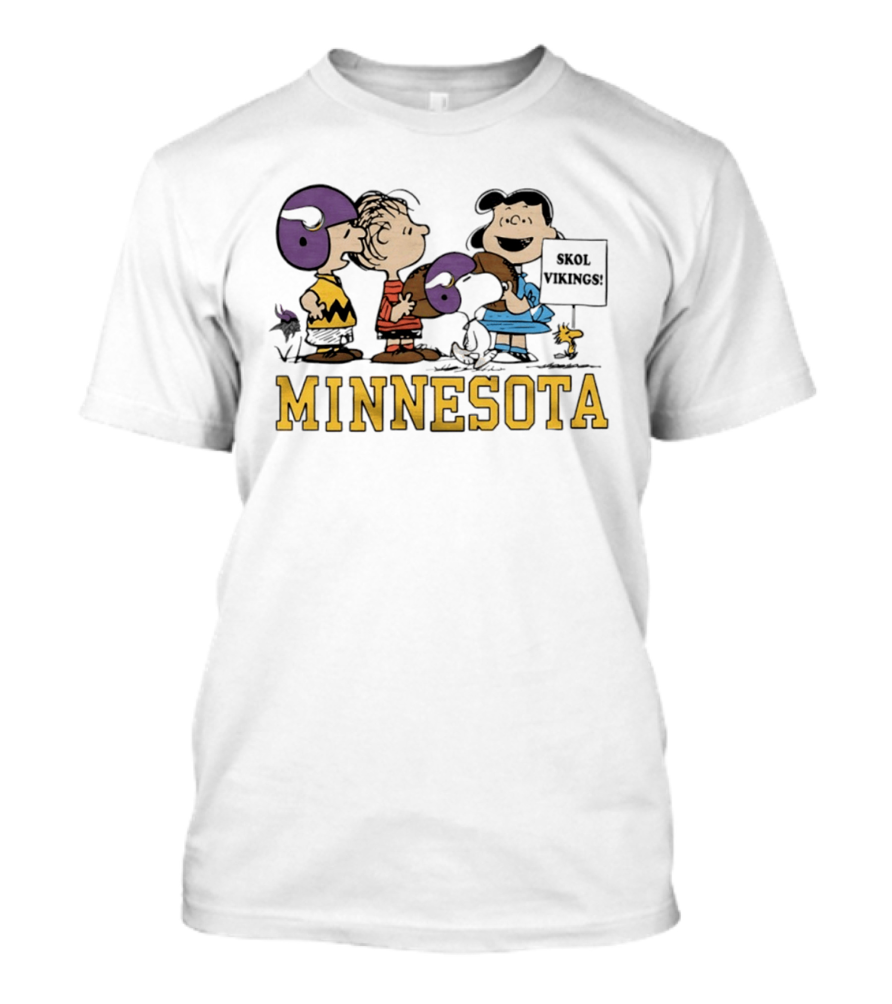 Minnesota Vikings Peanuts Skol Vikings Linus Lucy Woodstock Charlie Brown T-Shirt