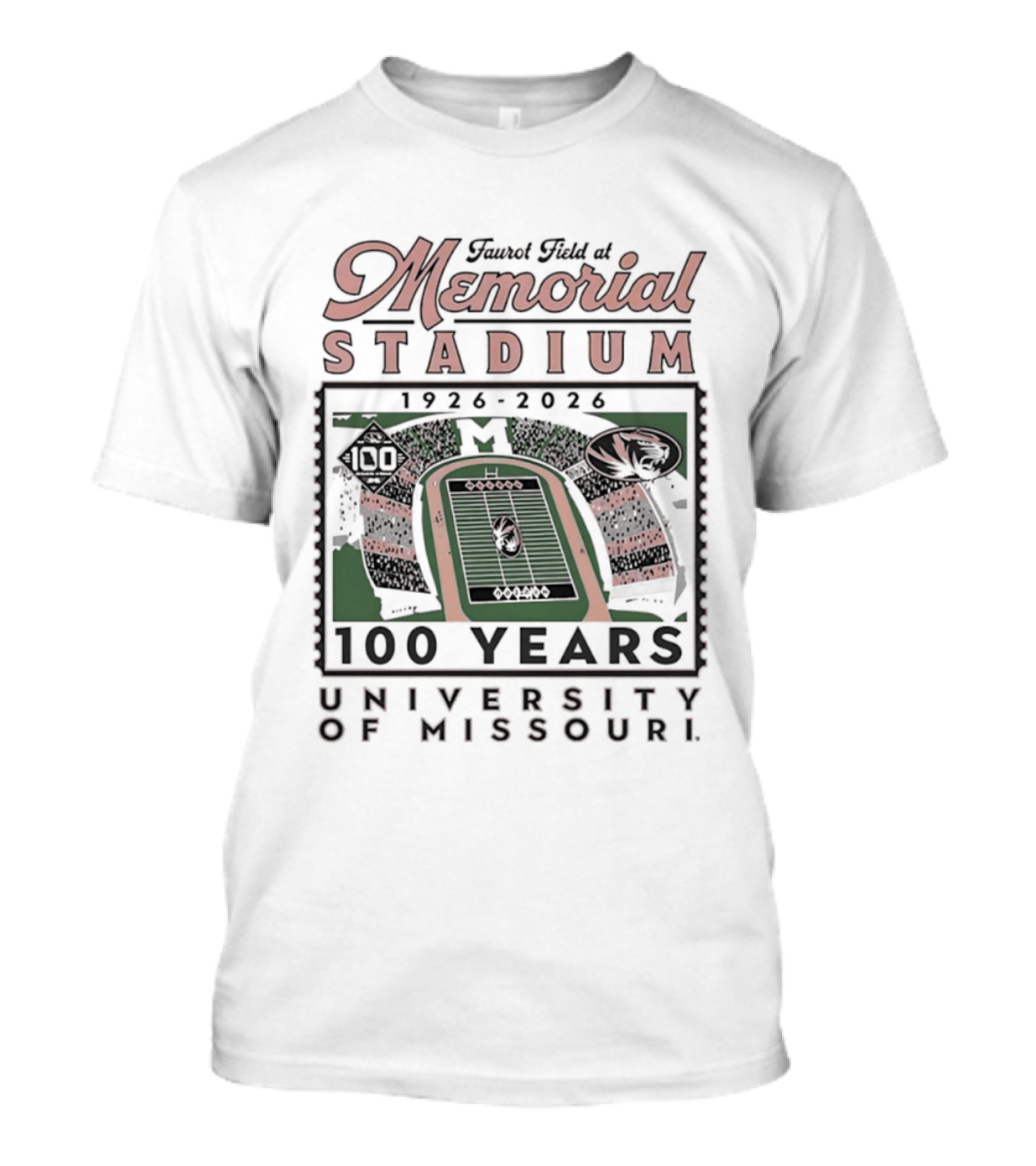 Faurot Field At Memorial Stadium 100 Years 1926 2026 University Of Missouri T-Shirt