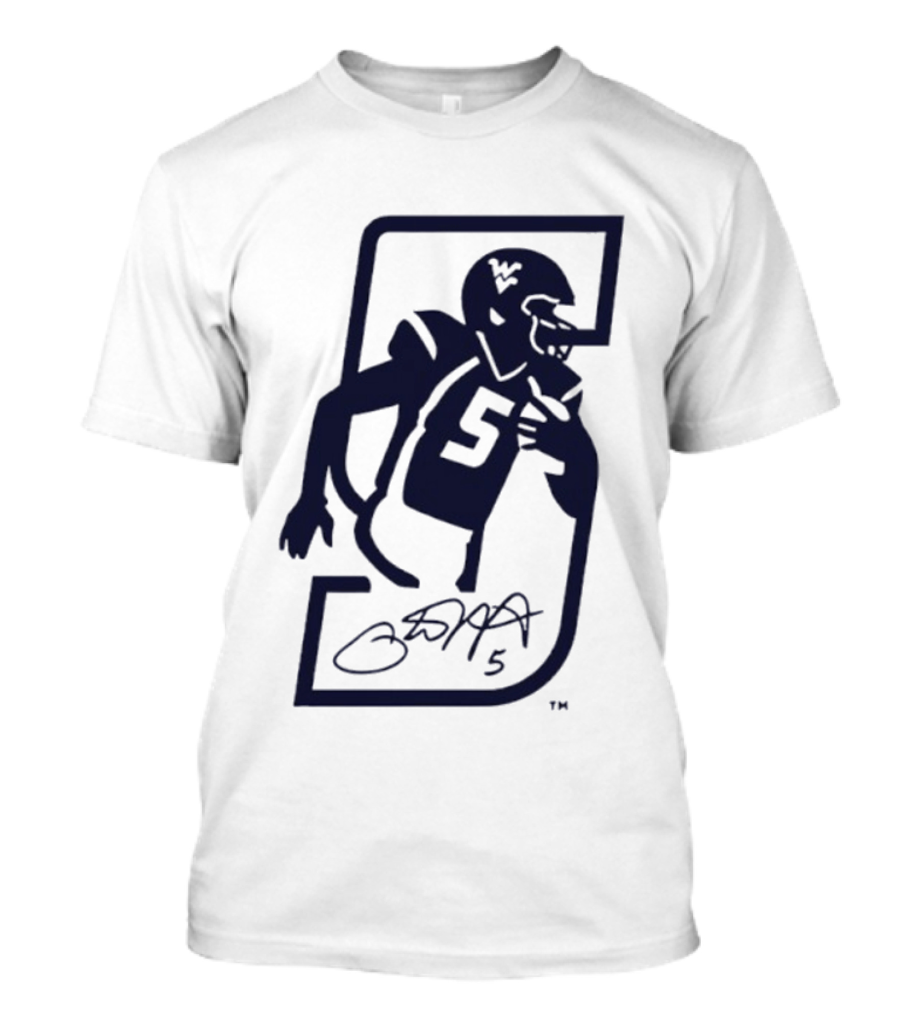 Pat White West Virginia Mountaineers Jersey Number 5 Signature T-Shirt