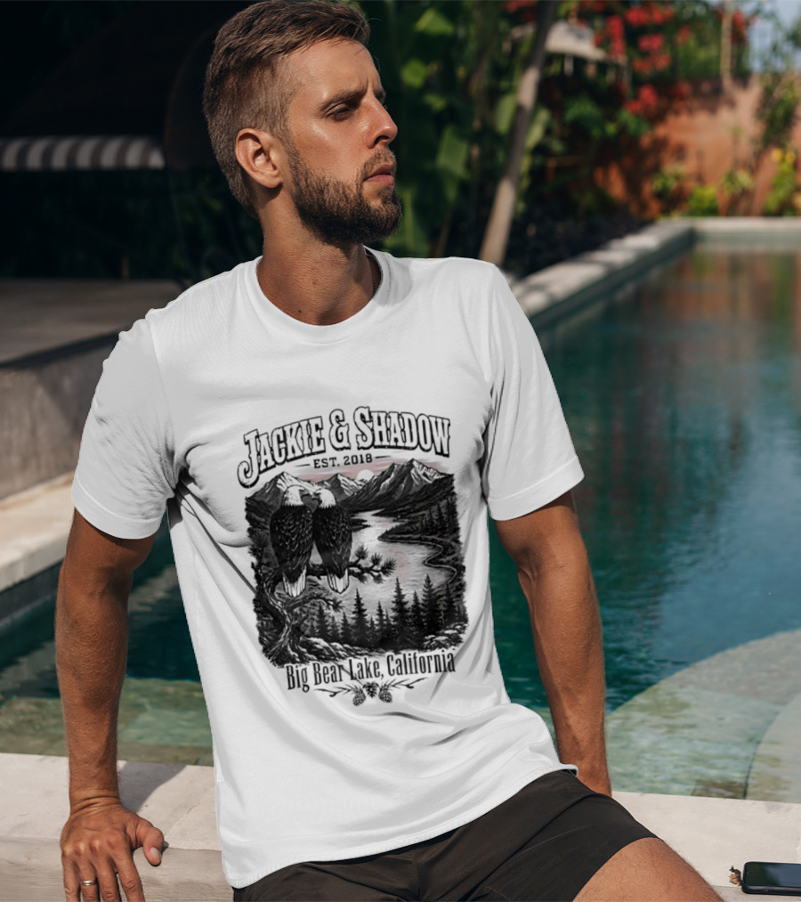 Jackie And Shadow Est 2018 Big Bear Lake California Mountain Scene T-Shirt