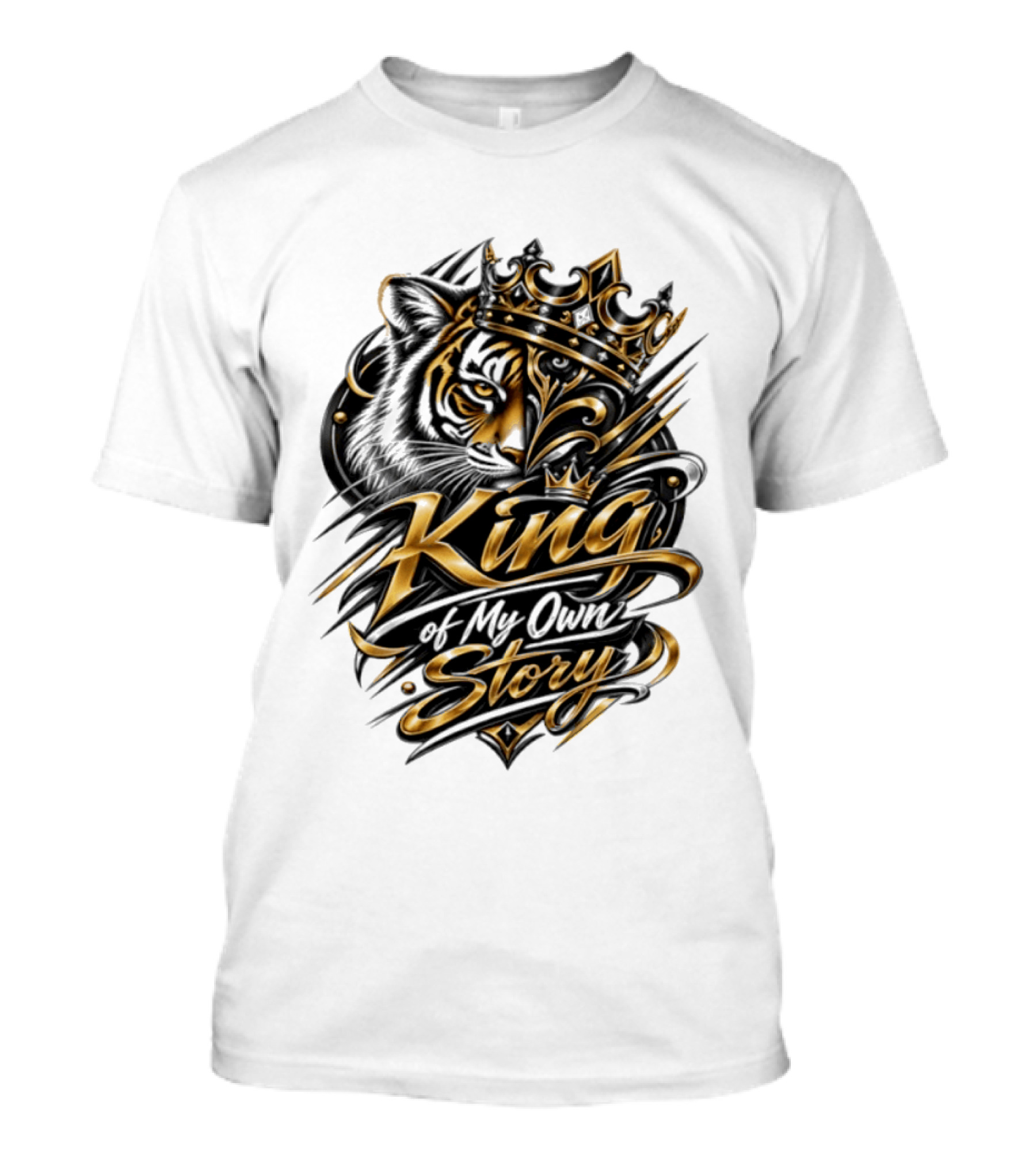 King Of My Own Story Tiger Crown Motif T-Shirt