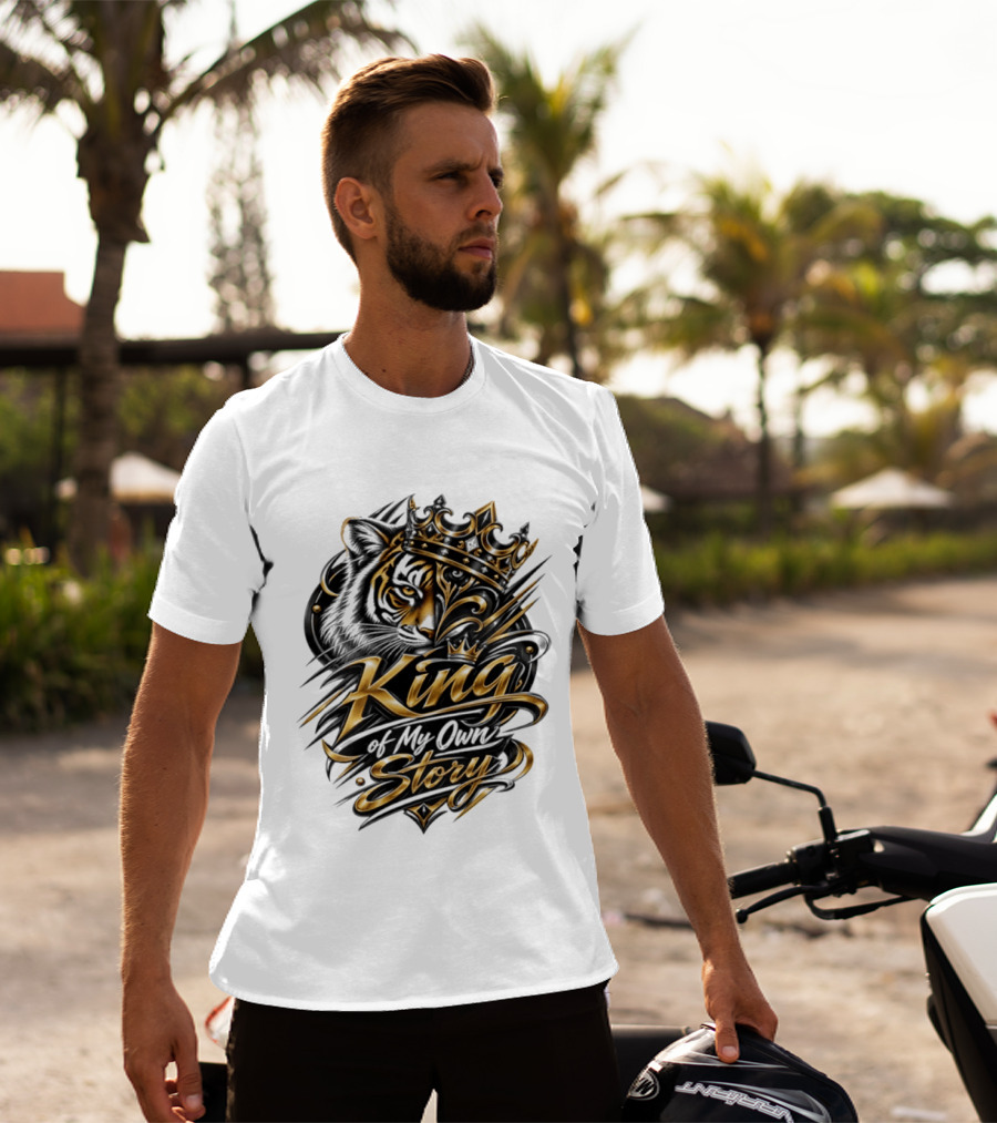 King Of My Own Story Tiger Crown Motif T-Shirt