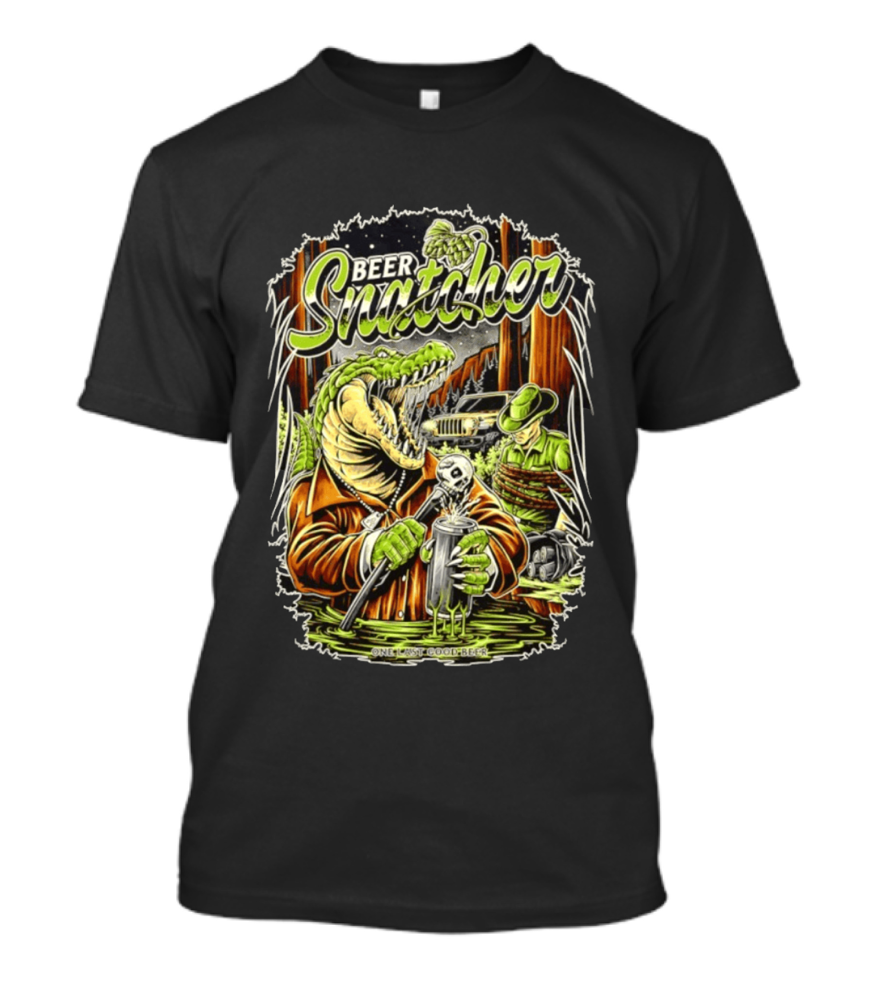 Beer Snatcher Alligator One Last Good Beer Hunter Scene T-Shirt