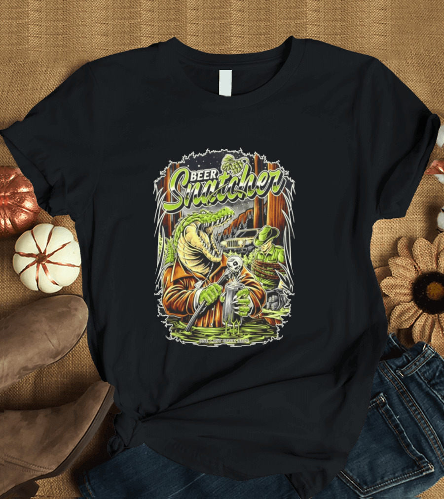 Beer Snatcher Alligator One Last Good Beer Hunter Scene T-Shirt