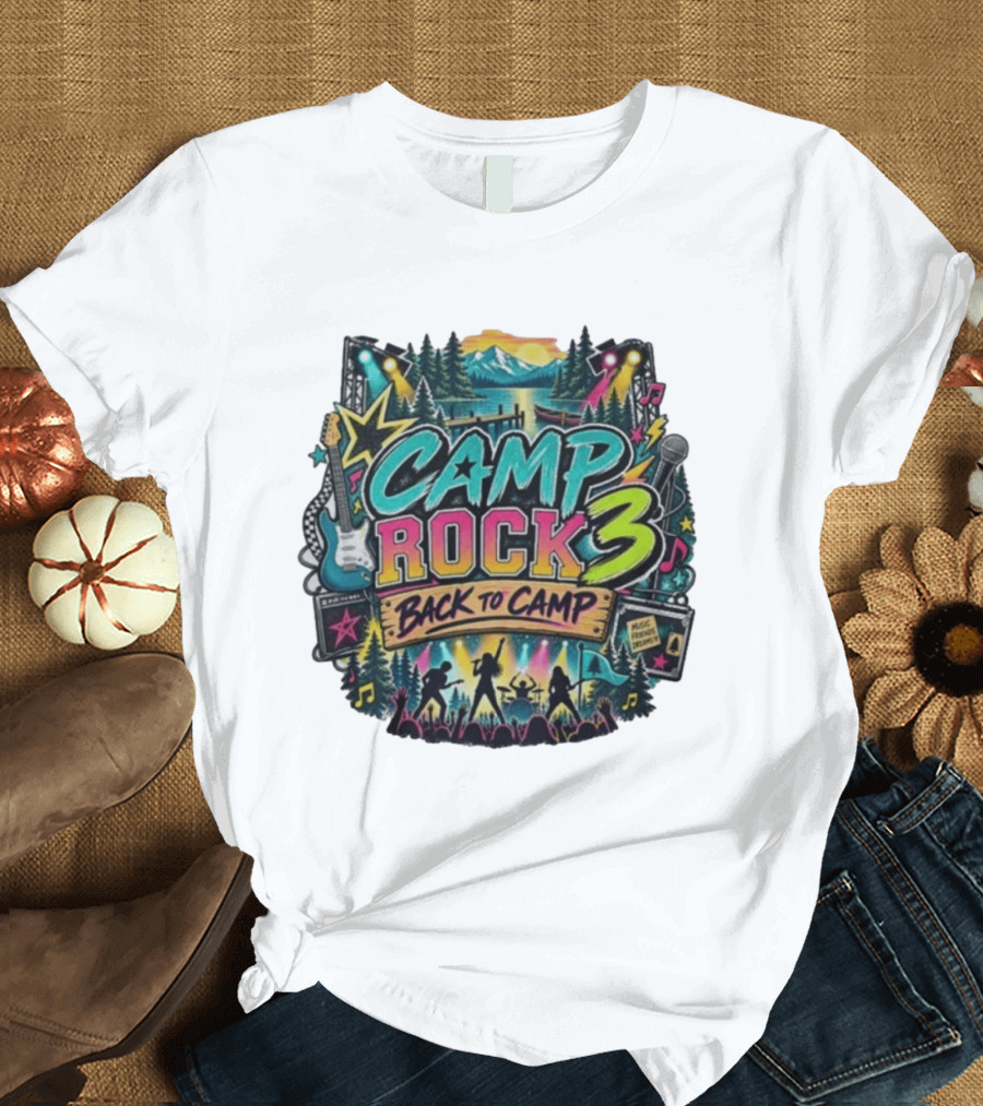 Camp Rock 3 Back To Camp Music Stage Adventure With Guitars And Stars T-Shirt