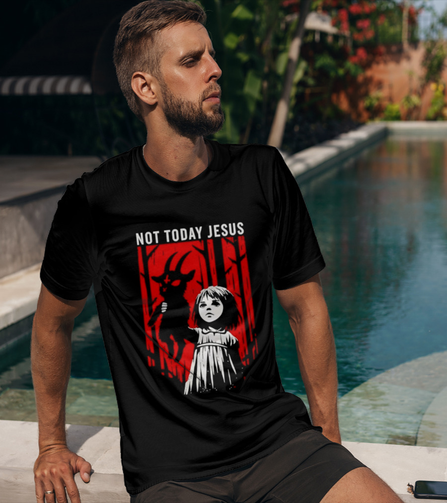 Not Today Jesus Satanic Goat Occult Gothic Girl T-Shirt