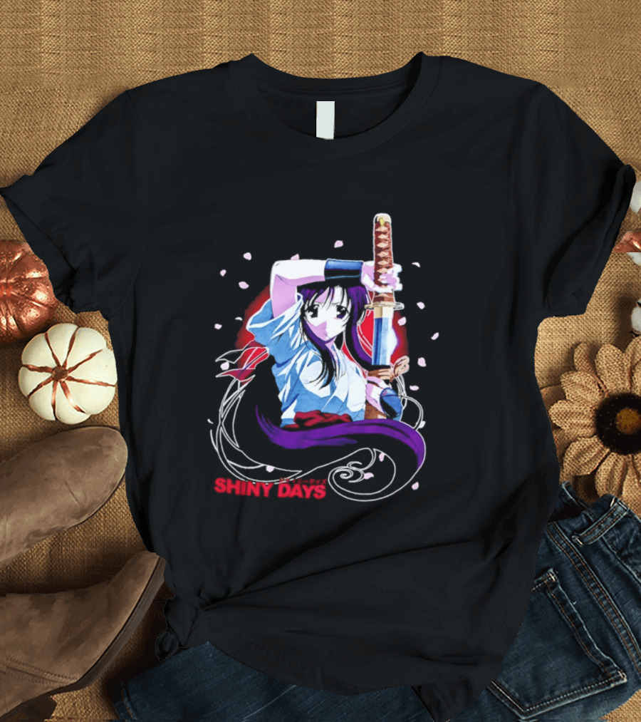 Shiny Days Anime Girl Katana Samurai T-Shirt