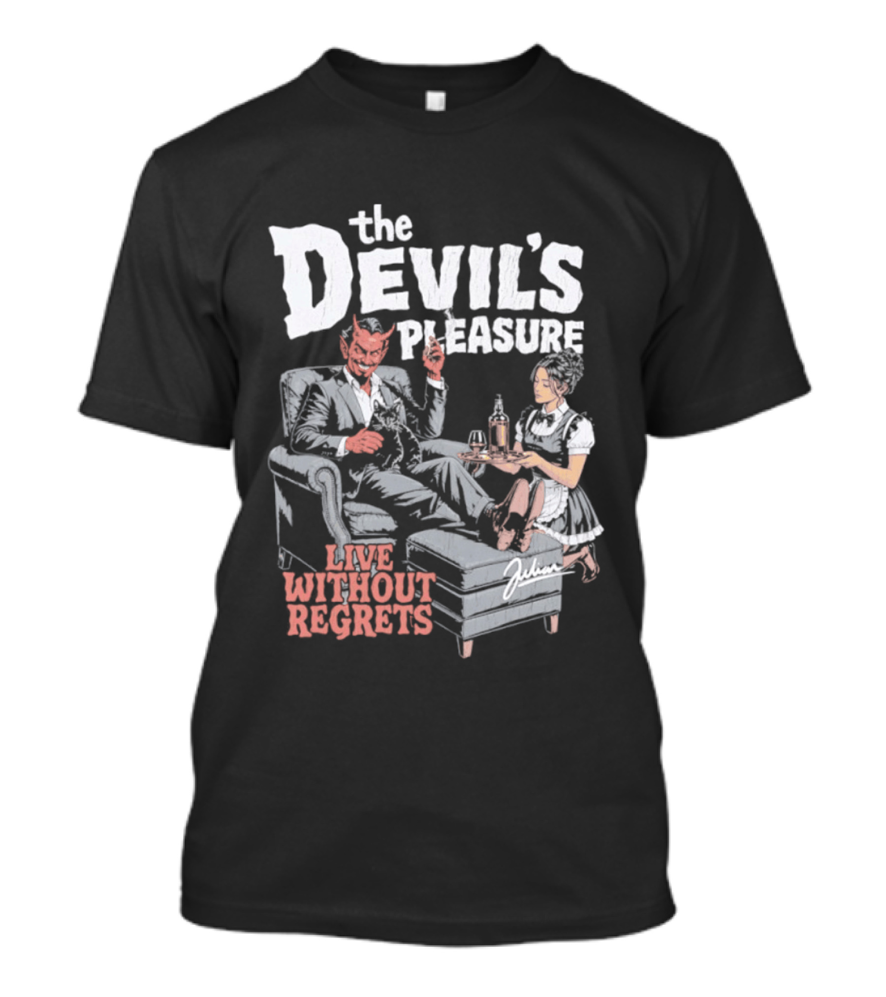 The Devil's Pleasure Live Without Regrets Vintage Lounge Scene T-Shirt