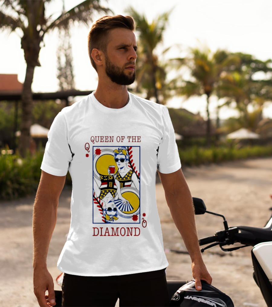 Queen Of The Diamond Playing Card Baseball T-Shirt