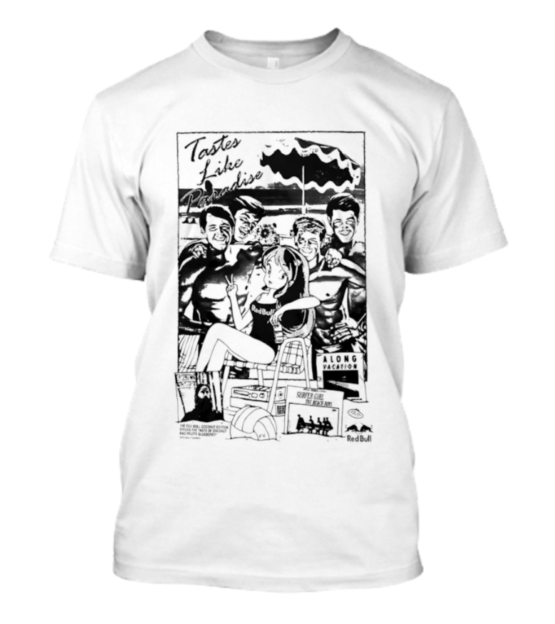 Tastes Like Paradise Vacation Surfer Girl The Beach Boys Red Bull T-Shirt