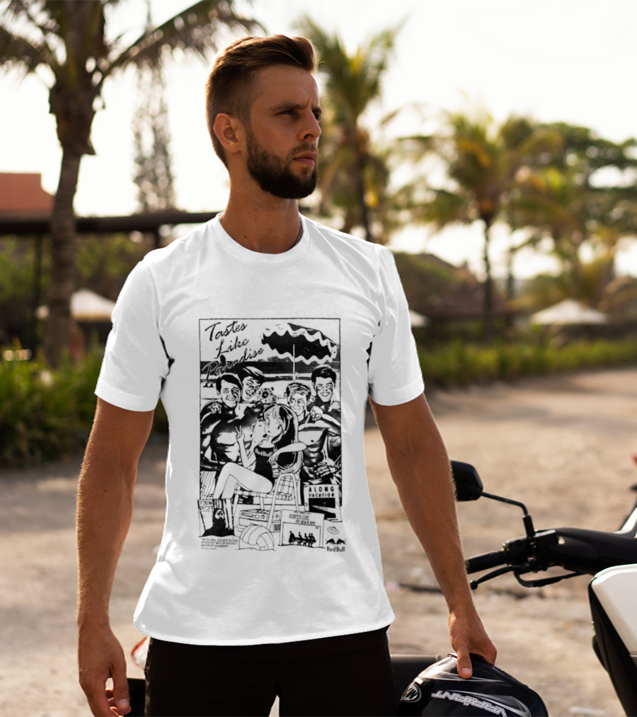 Tastes Like Paradise Vacation Surfer Girl The Beach Boys Red Bull T-Shirt