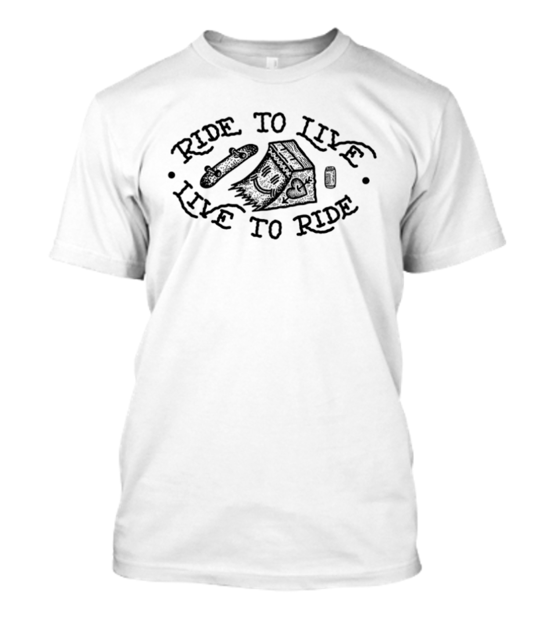 Ride To Live Live To Ride Skateboard Beer House T-Shirt
