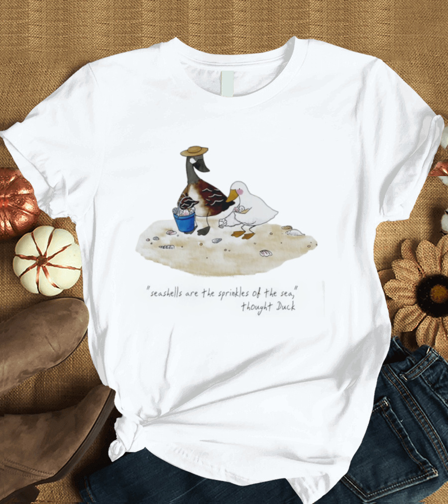 Seashells Are The Sprinkles Of The Sea Duck Holding Bucket T-Shirt