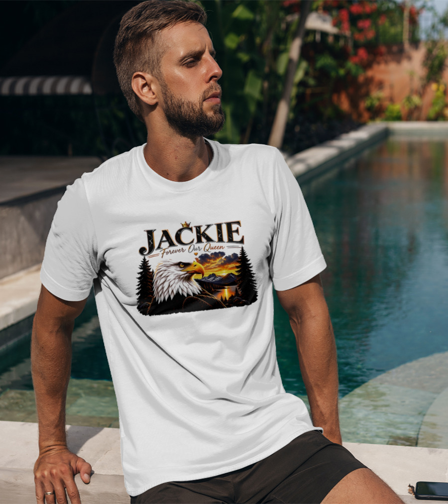 Jackie Forever Our Queen Eagle Sunset Mountain Scene T-Shirt