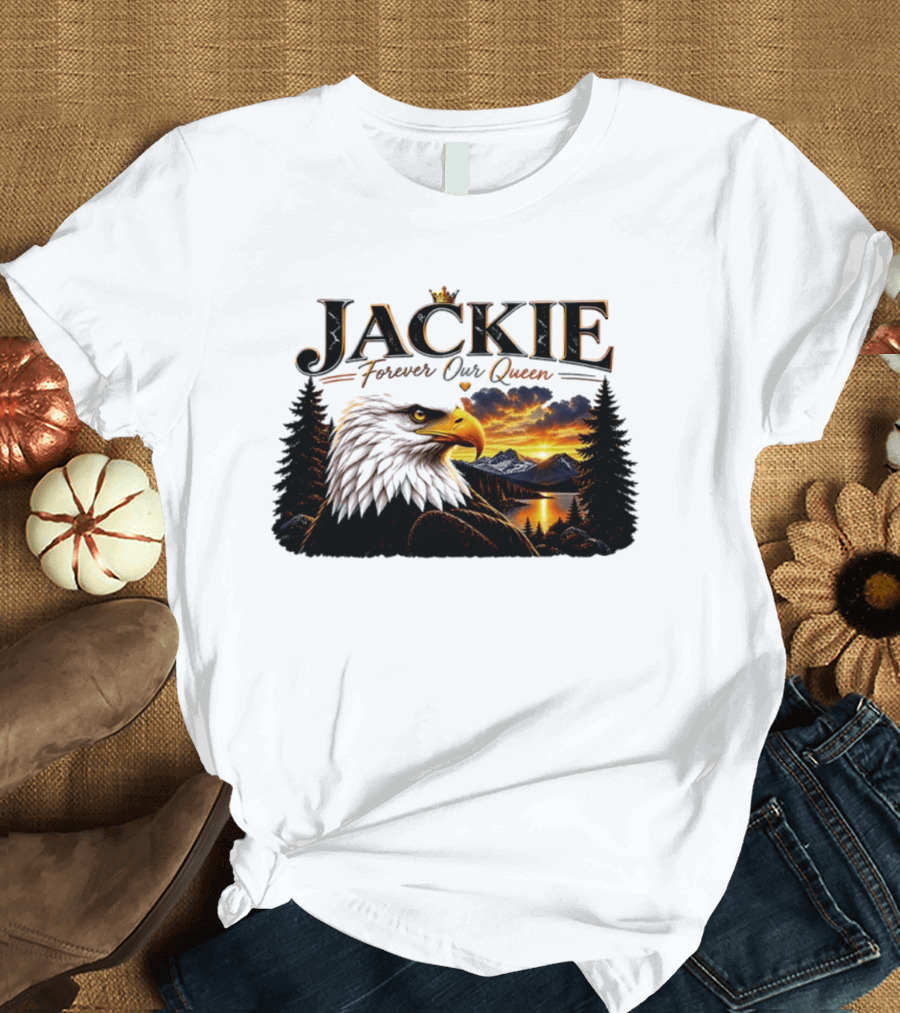 Jackie Forever Our Queen Eagle Sunset Mountain Scene T-Shirt