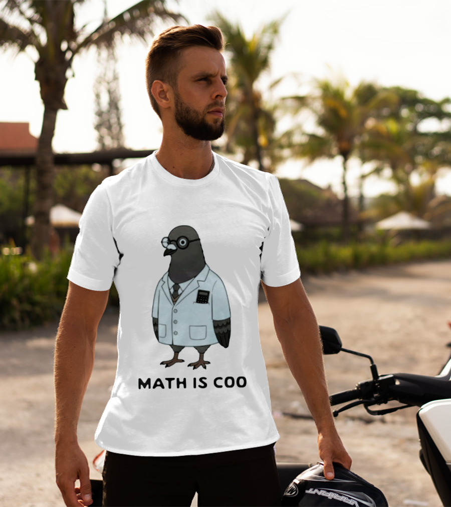 Quirky Math Is Coo Pigeon Scientist Bird With Calculator And Glasses T-Shirt