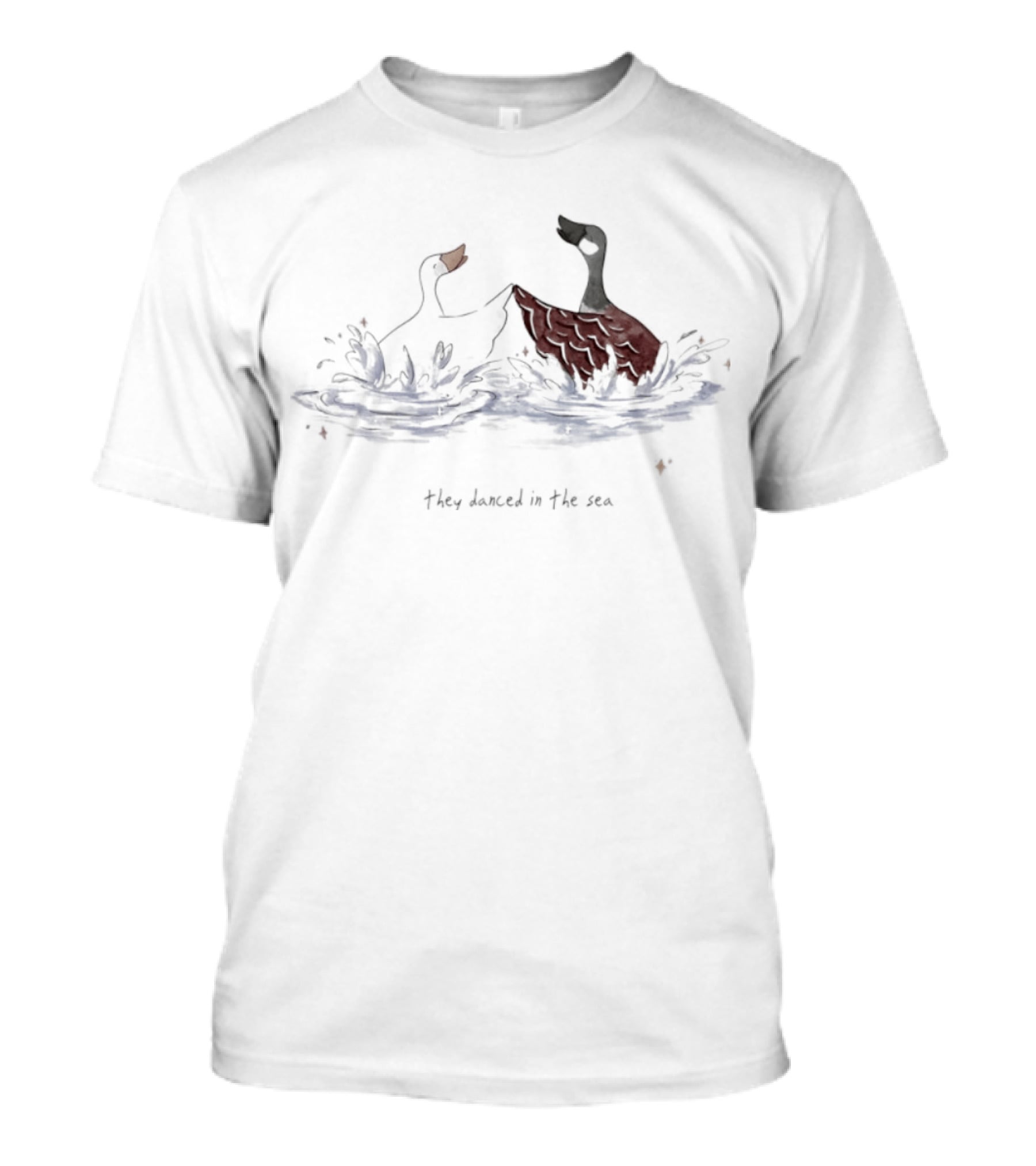 They Danced In The Sea Goose Ducks Watercolor T-Shirt