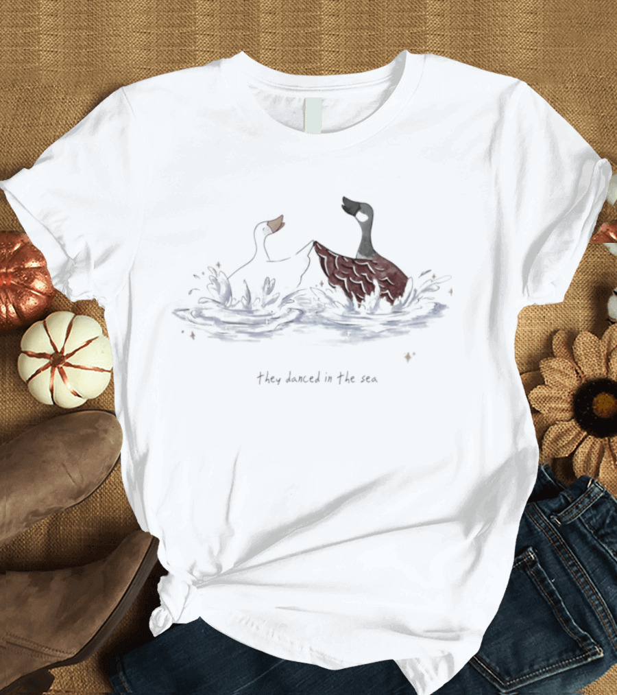 They Danced In The Sea Goose Ducks Watercolor T-Shirt