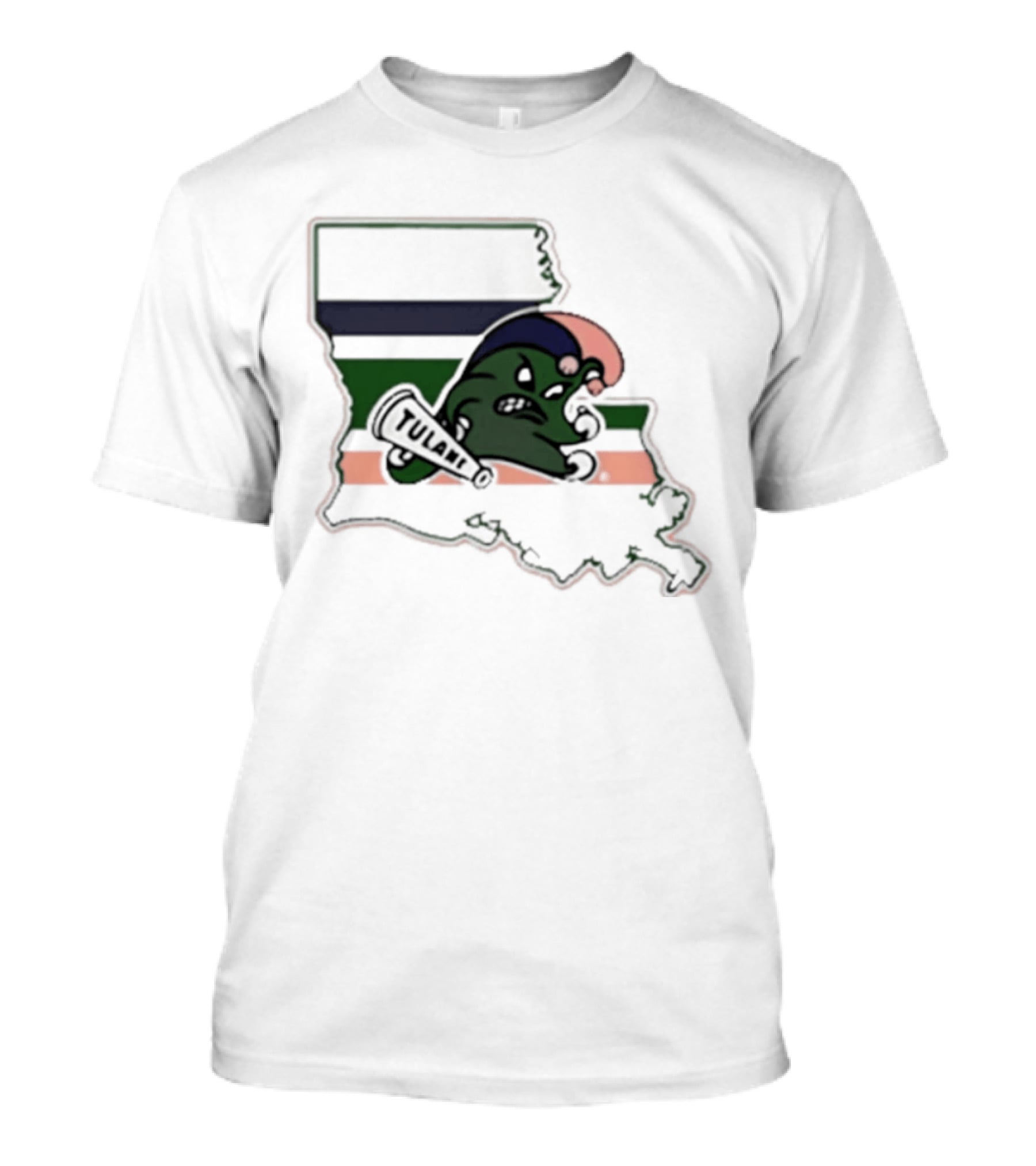 Tulane Green Wave Louisiana State Mardi Gras Map T-Shirt