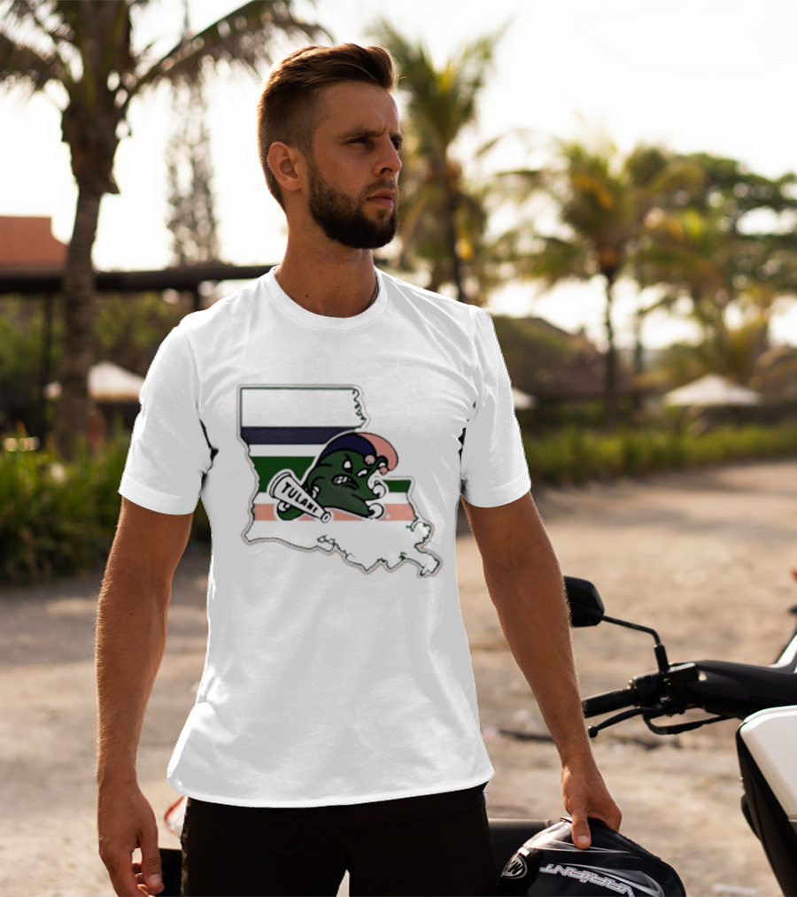 Tulane Green Wave Louisiana State Mardi Gras Map T-Shirt