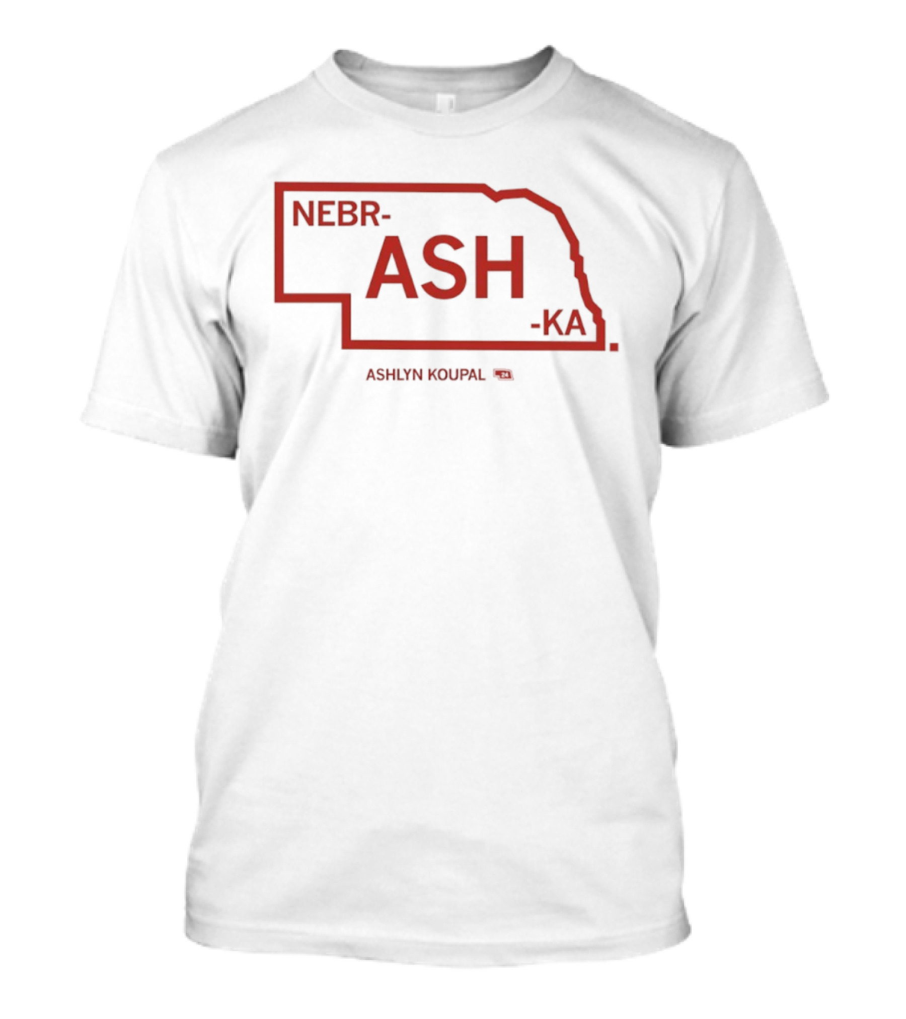 NebrASHka Ashlyn Koupal Nebraska Map ASH Bold Red T-Shirt