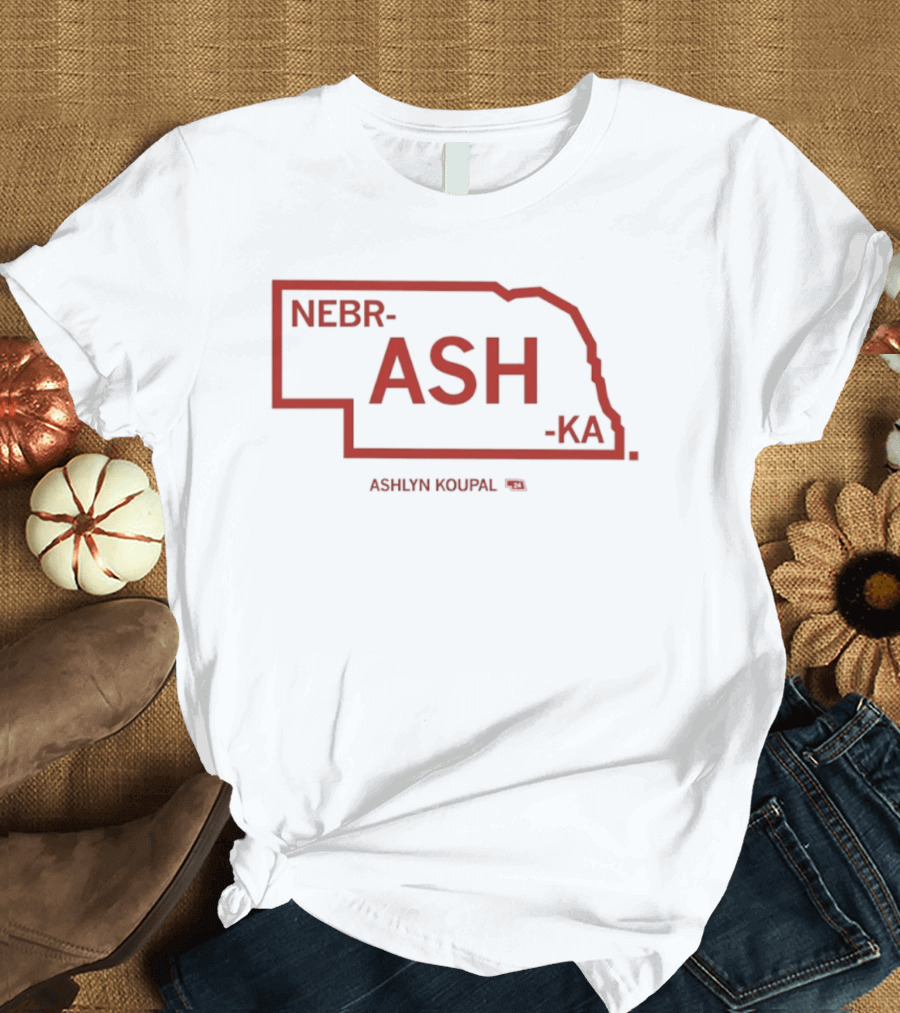 NebrASHka Ashlyn Koupal Nebraska Map ASH Bold Red T-Shirt