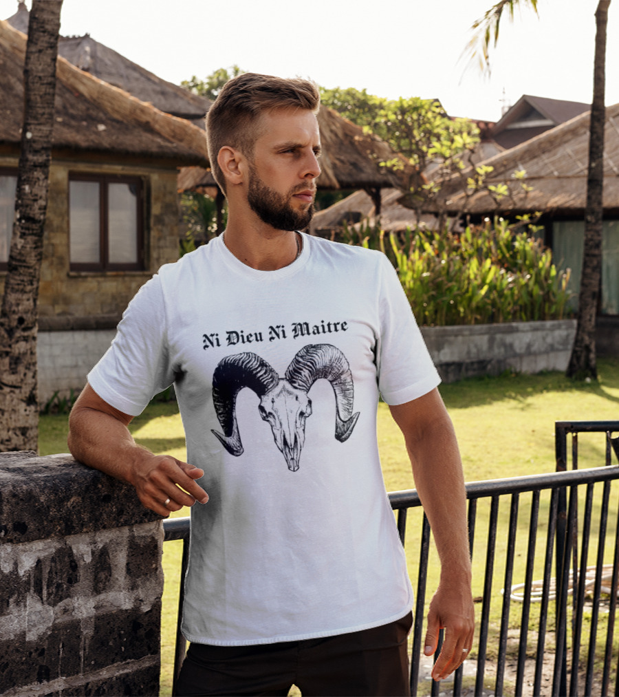 Ni Dieu Ni Maitre Ram Skull Anarchist T-Shirt