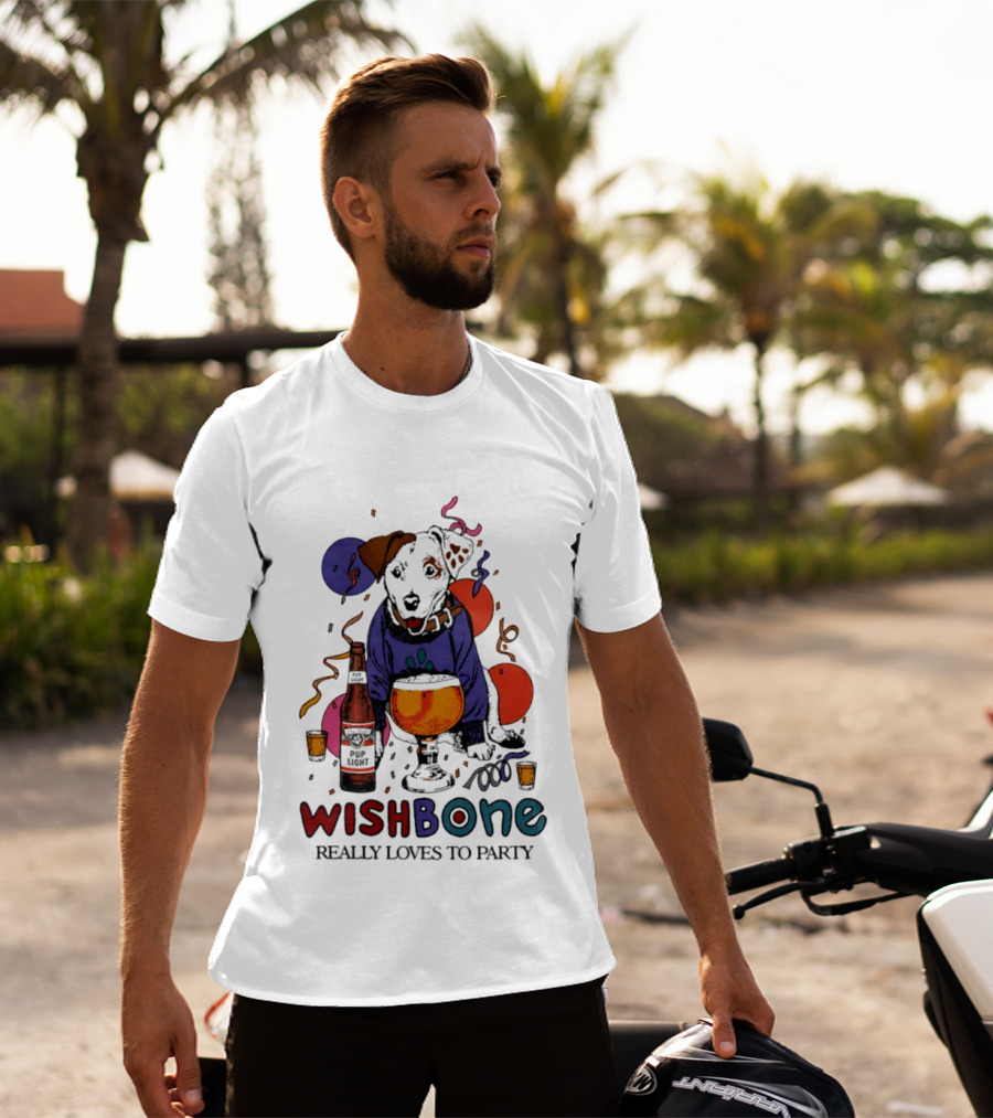 Wishbone Really Loves To Party Dog Beer Celebration T-Shirt