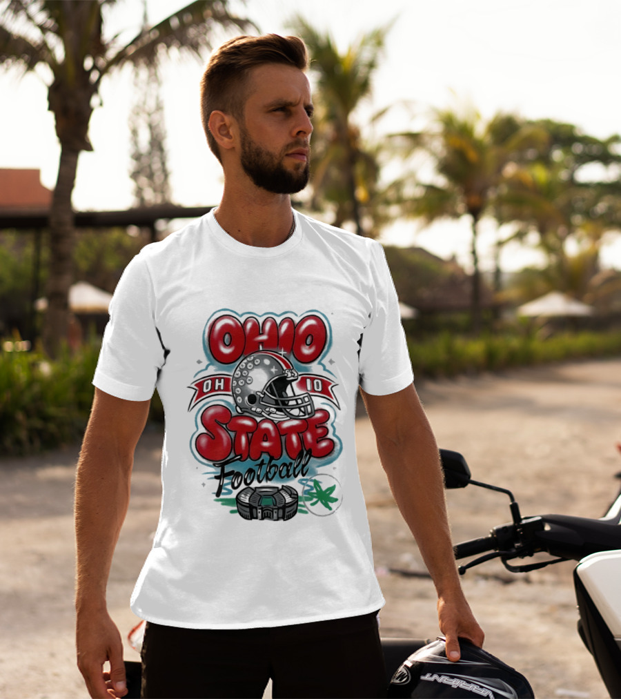 Ohio State Buckeyes Football 90s Bootleg Airbrush Helmet Stadium T-Shirt