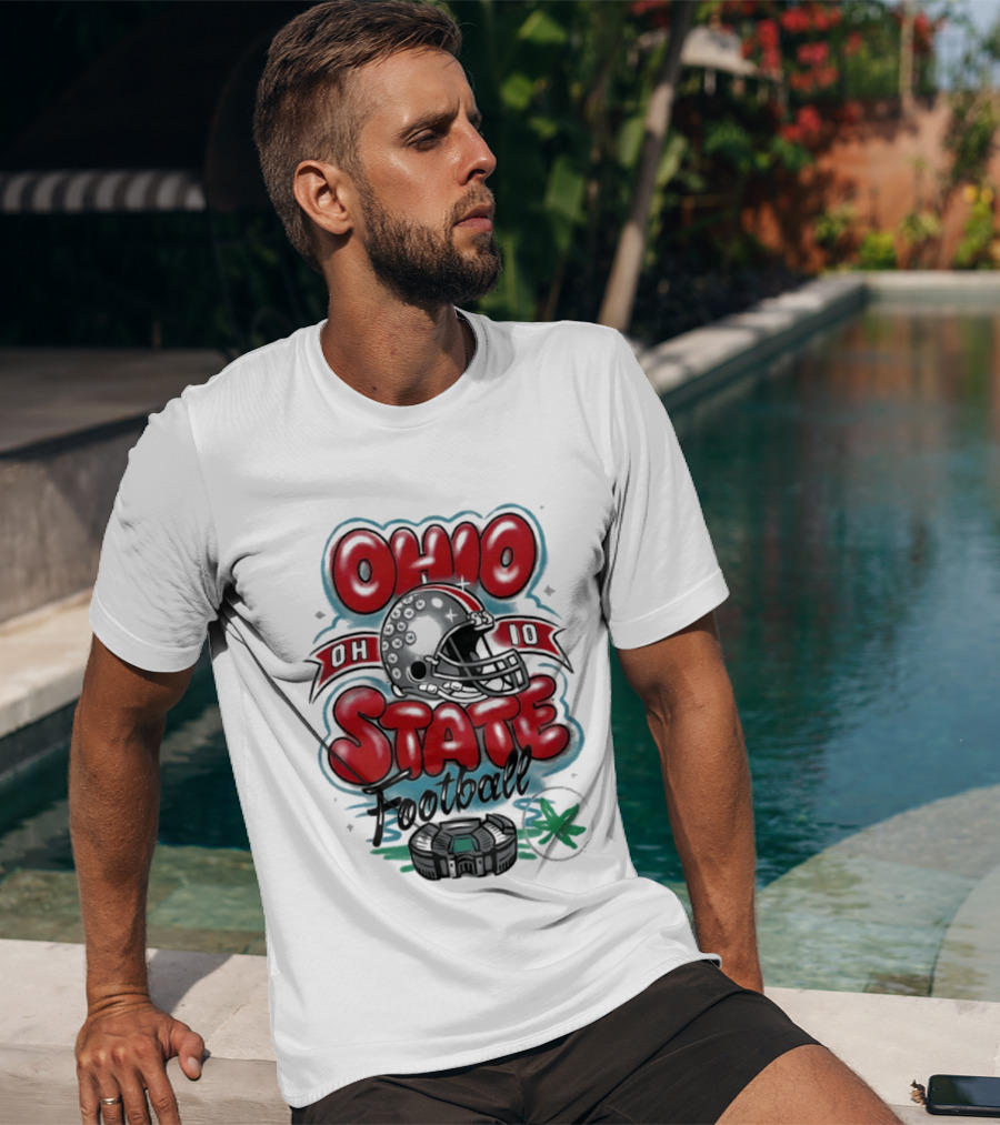 Ohio State Buckeyes Football 90s Bootleg Airbrush Helmet Stadium T-Shirt