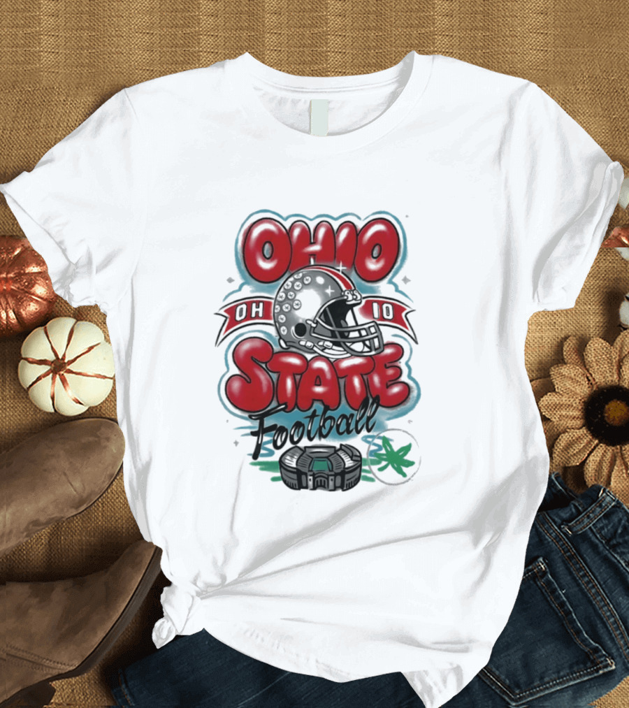Ohio State Buckeyes Football 90s Bootleg Airbrush Helmet Stadium T-Shirt