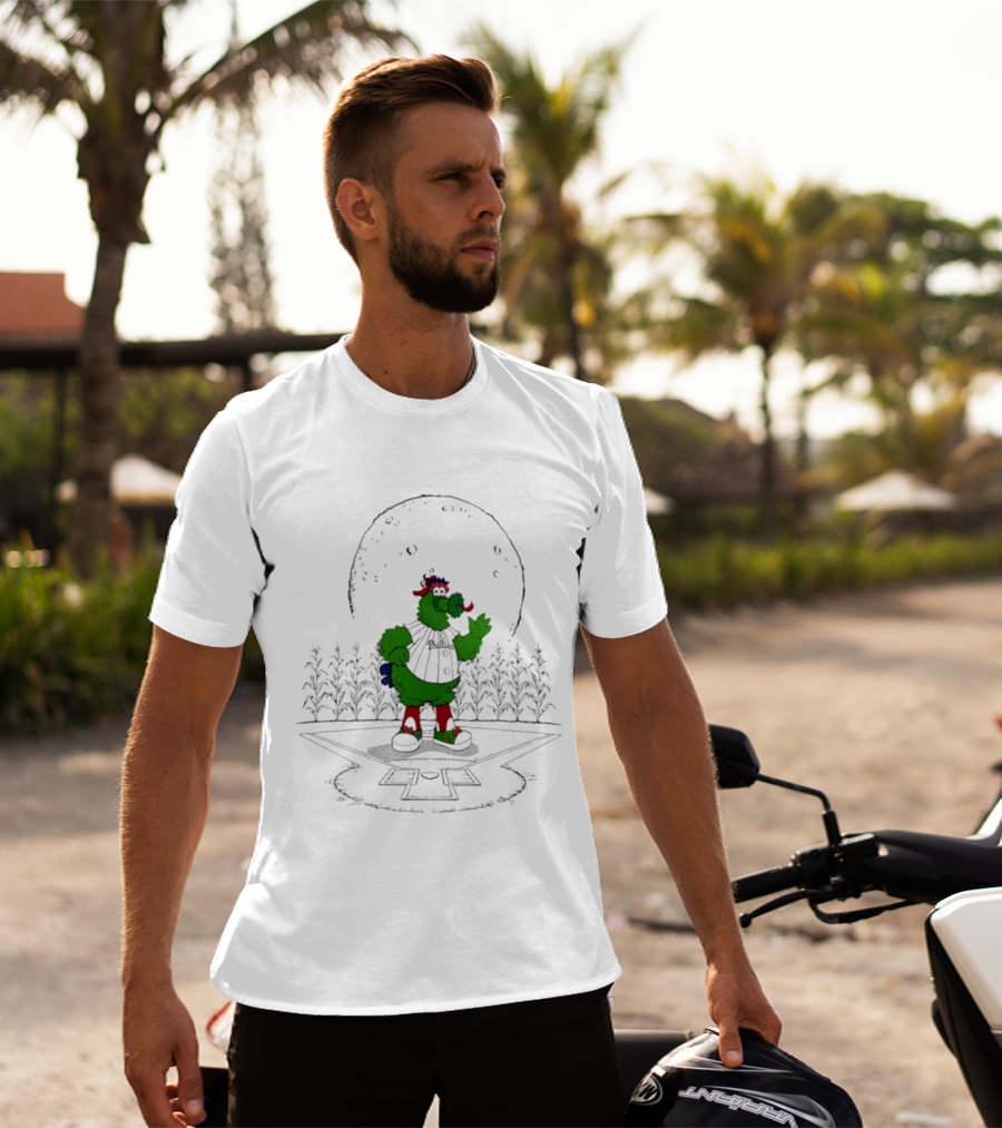 Philadelphia Phillies Phanatic MLB 2026 Season Field Of Dreams Moonlit Scene T-Shirt
