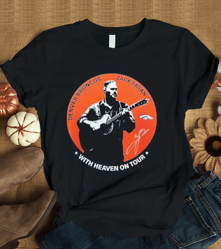 Denver Broncos 2026 Zach Bryan With Heaven On Tour Football Collaboration T-Shirt