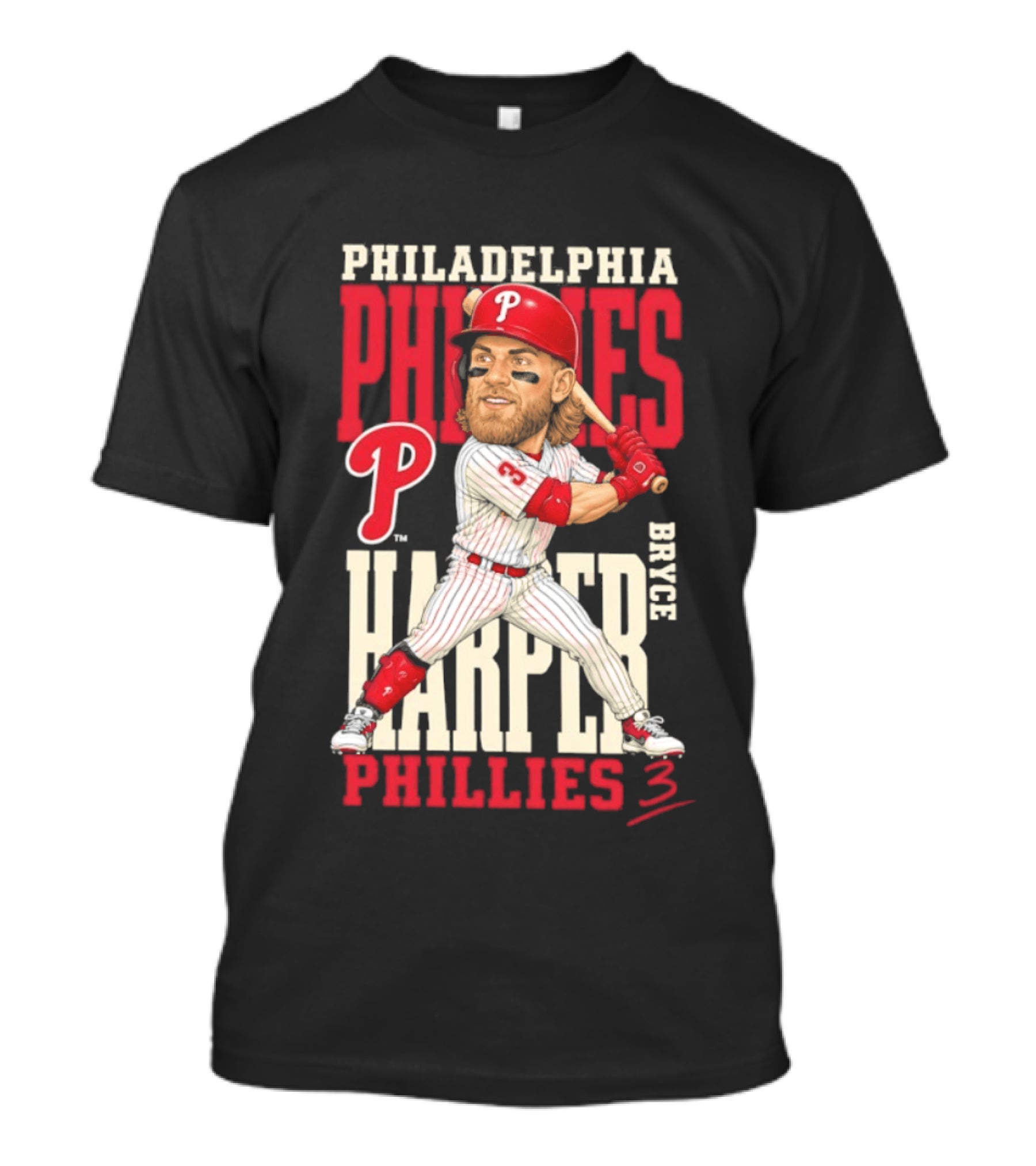 Philadelphia Phillies Bryce Harper 3 Caricature 2026 MLB Season T-Shirt