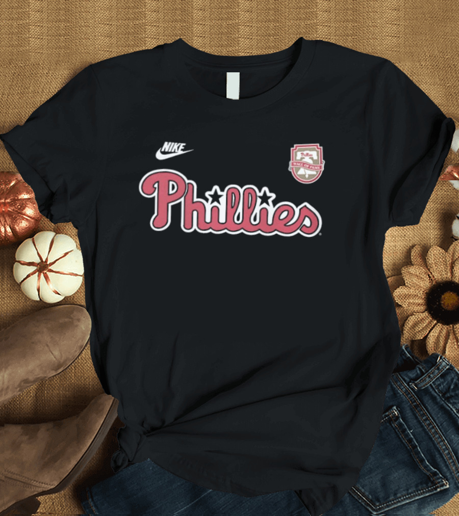 Nike Phillies Wall Of Fame Chase Utley 26 Philadelphia Text And Stars T-Shirt