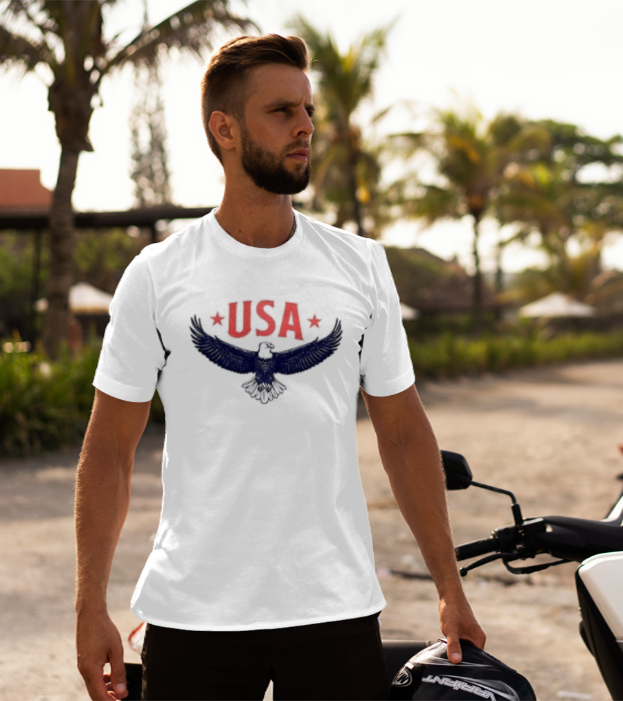 USA Eagle Symbol With Stars Celebrating Freedom And Bravery T-Shirt
