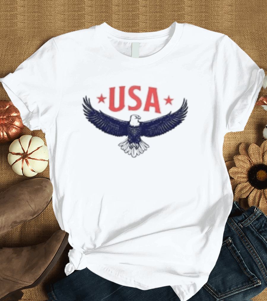USA Eagle Symbol With Stars Celebrating Freedom And Bravery T-Shirt