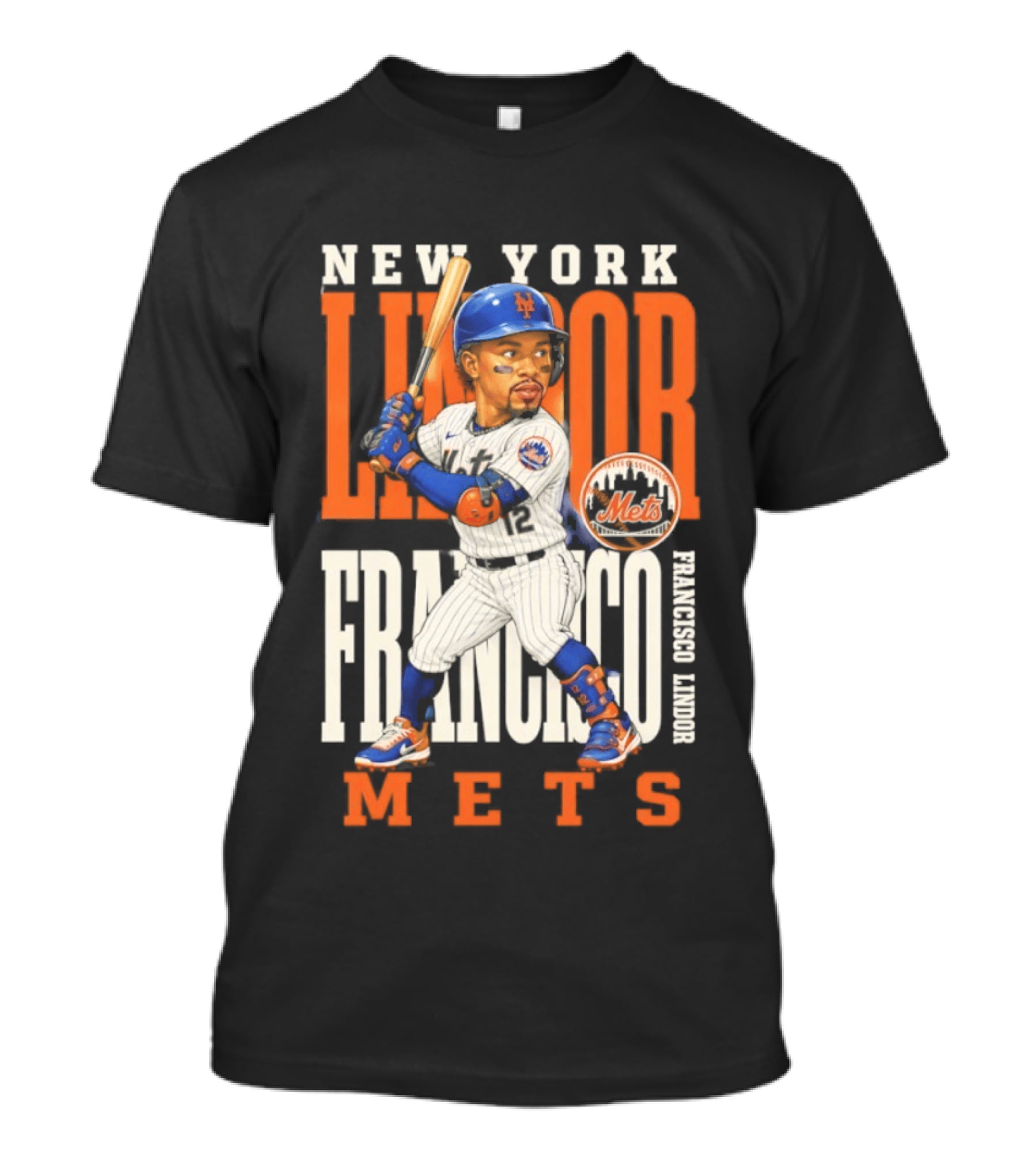 New York Lindor Francisco Mets 2026 Baseball Caricature T-Shirt