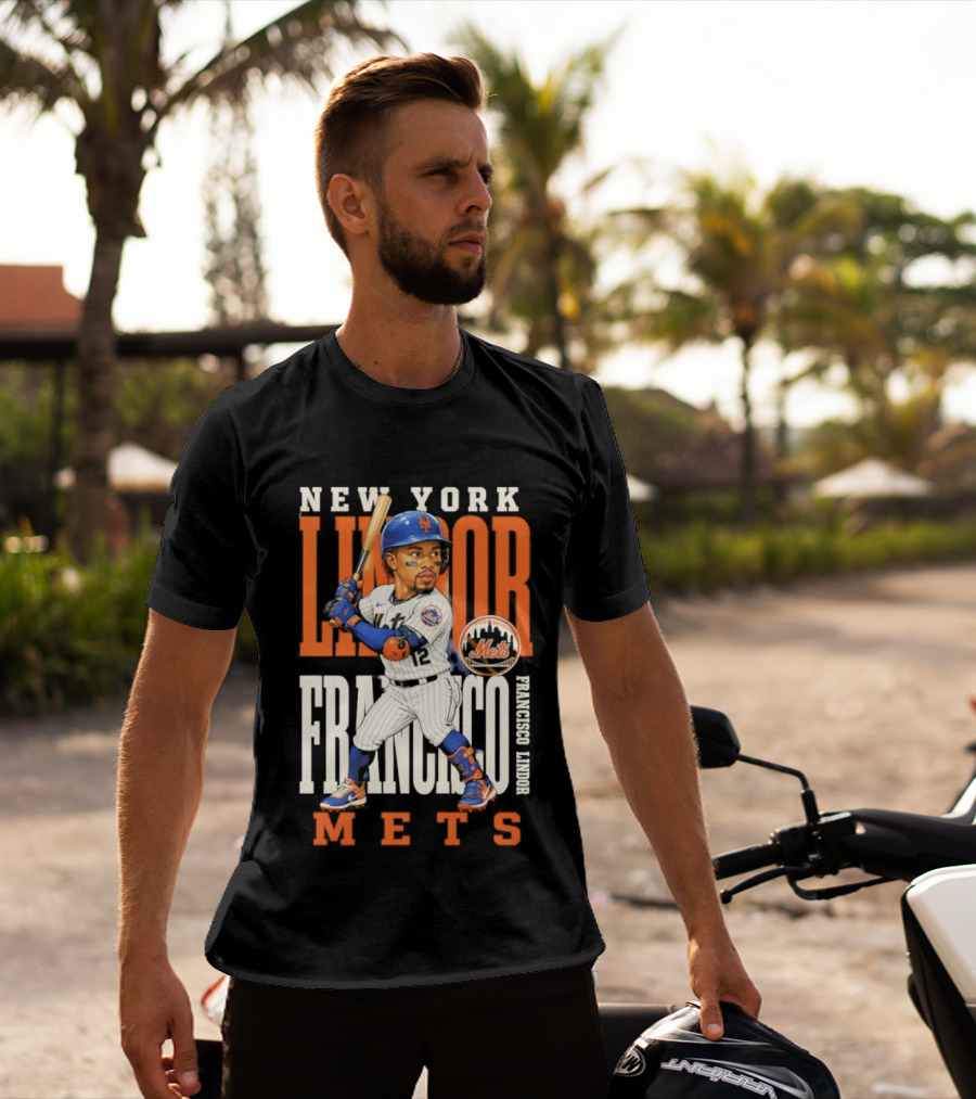 New York Lindor Francisco Mets 2026 Baseball Caricature T-Shirt