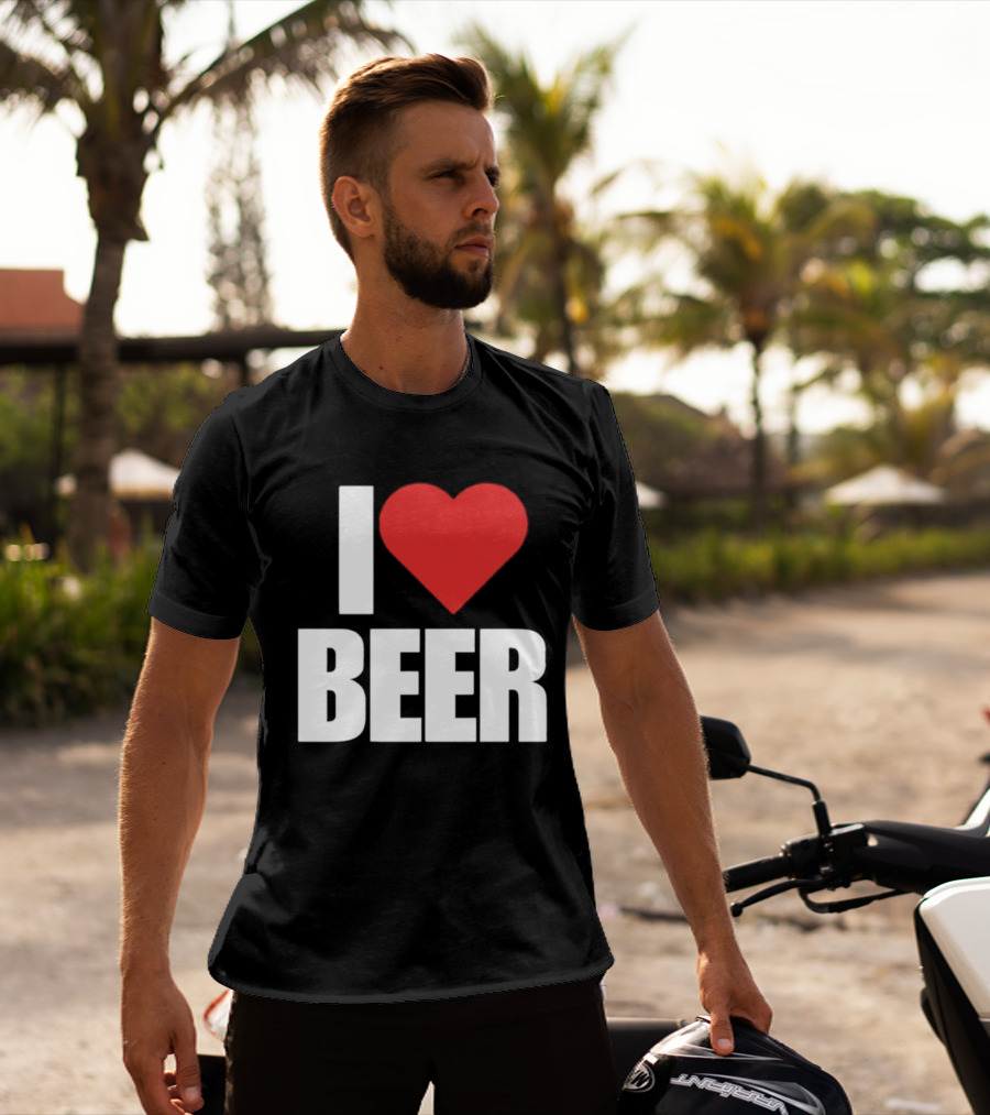 I Love Beer Bold Red Heart T-Shirt