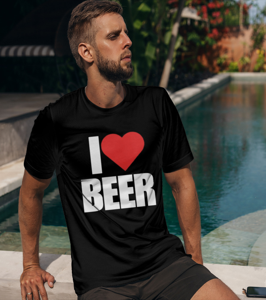 I Love Beer Bold Red Heart T-Shirt