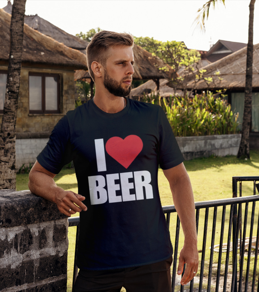 I Love Beer Bold Red Heart T-Shirt