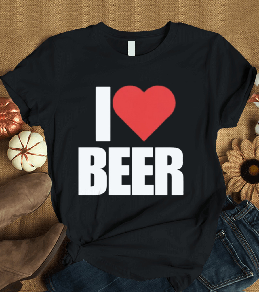 I Love Beer Bold Red Heart T-Shirt