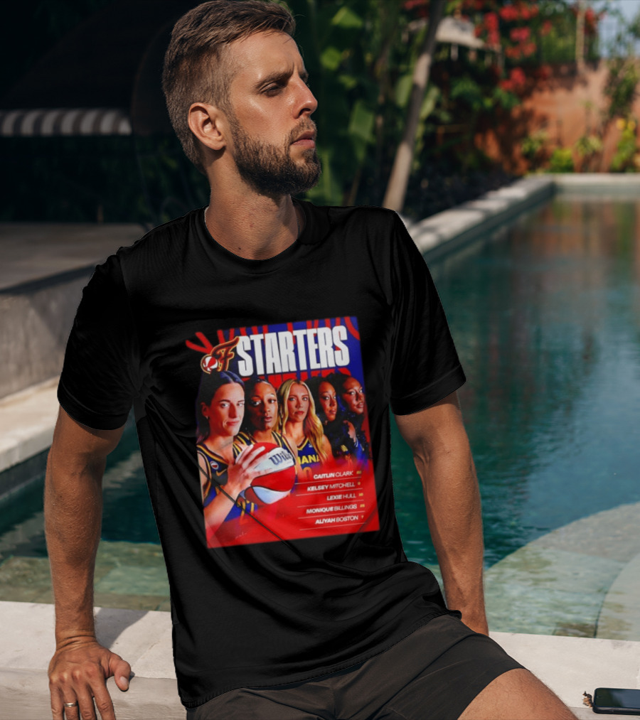 Indiana Fever Basketball Starters Caitlin Clark Kelsey Mitchell Lexie Hull Monique Billings Aliyah Boston T-Shirt